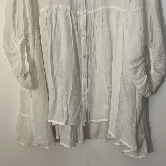 Sweet Lovely by Jen | White gauzy tiered ruffle blouse/top Womens size 3X - Picture 2 of 7